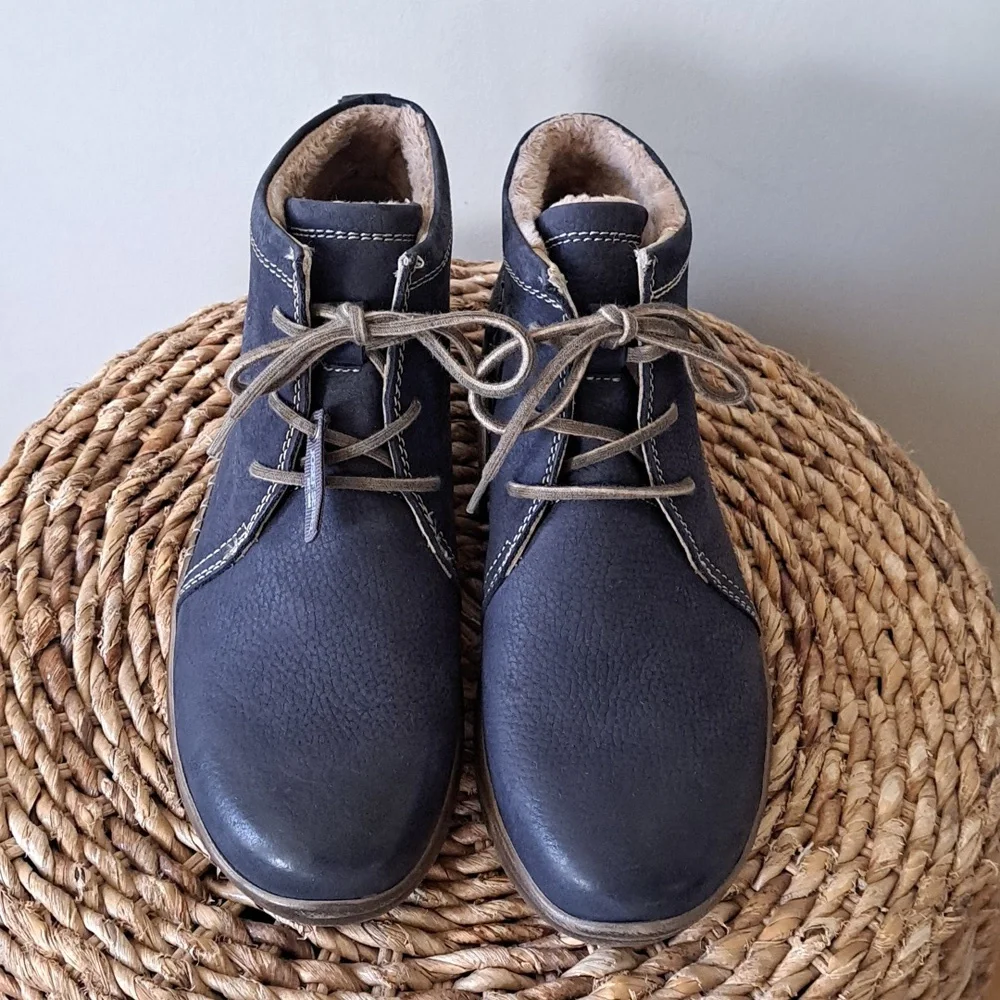 JOSEF SIEBEL Womens Conny 56 Blue‎ Pebbled Leather Ankle Boots EU42/US11.5